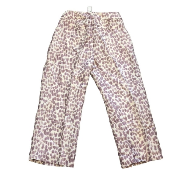 NWT J Crew Pleated Linen Blend Wide Leg Pants Sz 8 Lilac Giraffe Print Lined - Picture 3 of 11
